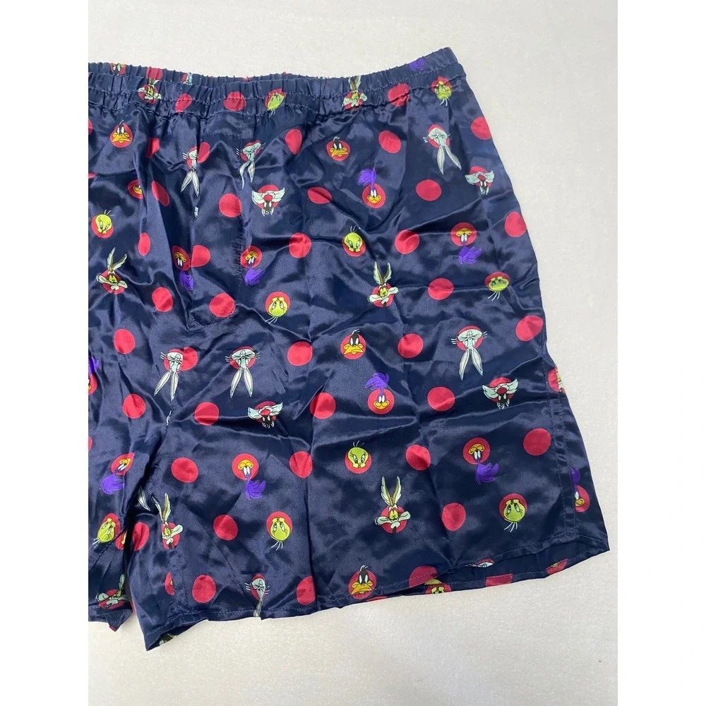 Looney Tunes Silk Boxer Shorts Men's XL Bugs Bunny Tweety Polka Dot Pajama Sleep
